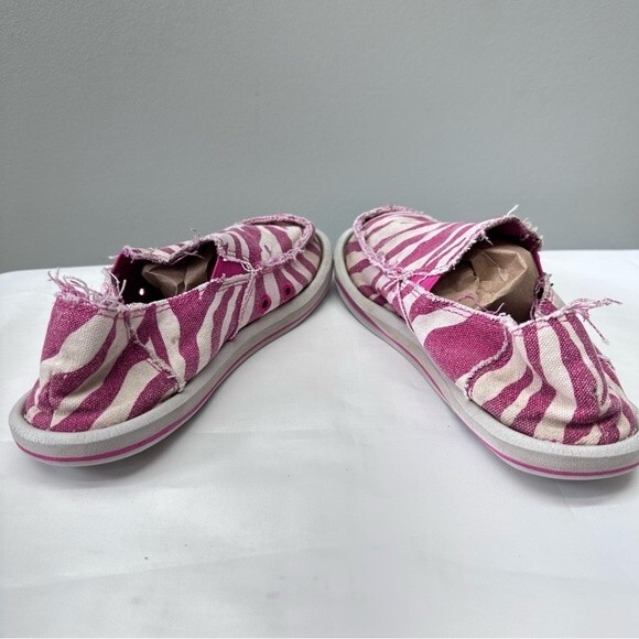 Sanuk pink zebra loafers youth girls 2 washable - Picture 5 of 7